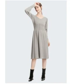 V Neck Solid Color Button Design Wholesale Jersey Dresses Mid Length Sweater Dress Elegant SD184225 -OTIS Clothing Shop a59d0ad1 96f7 479f 9870 0fca88ef9f16 866e6488a511dbf812e6ff9b84bcd8b0