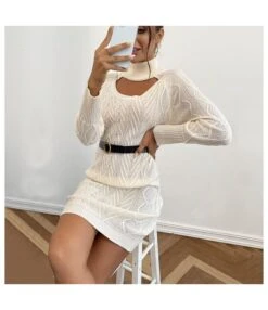 Fashion High Collar Hollow Twist Long Sleeve Sweater Knitted Dress Wholesale Jersey Dresses SDN537230 -OTIS Clothing Shop a60737f5 678a 4667 8603 38d846add393 a44c01bf0699762c0b64957f46cc24a2