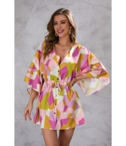Geometric Print Deep-V Half Flare Sleeve Lace-Up Drawstring Mini Dress Resort Wholesale Dresses SDN533159 -OTIS Clothing Shop a7ef538f c2aa 44d0 829f 205626329842 8ed04c020e3f80b428c3a20ba96cd4df