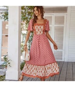 Casual Maxi Dress Vintage Square Neck Wholesale Bohemian Dress For Women SD191121 -OTIS Clothing Shop a81a6e74 d02c 4114 9223 ca12bac34210 80cbed445c520441c56e4dfbbae52c60