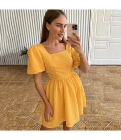 Fashion Square Neck Bubble Sleeve High Waist A-Line Mini Dress Wholesale Dresses SDN562842 -OTIS Clothing Shop a994b0a3 1721 43db ab6f 5647d62b3bdf 776e245736f1993935868aa5dd04f621