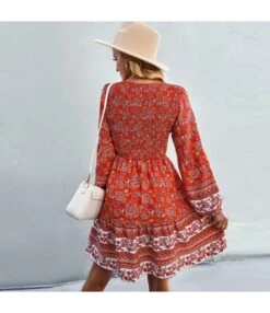 Casual V Neck Print A-Line Dresses Long Sleeve Wholesale Bohemian Dress For Women SDN562270 -OTIS Clothing Shop aaca738a 79dd 468f 9cd7 73106563f8e8 81a4ce542221347cba8f9bfec45d46bc