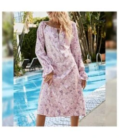 Casual Floral A-Line Midi Dress Puff Sleeves Lace-Up Resort Wholesale Dresses SDN580900 -OTIS Clothing Shop ad26af10 6d2c 4d08 b91c e12dce654173 101d0b93e73c94661e7a9237df5e484b