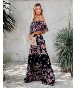 Floral Print Off Shoulder Ruffled Big Lapel Wide Swing Dress Vacation Wholesale Maxi Dresses SDN533013 -OTIS Clothing Shop ae5325ba 172e 4018 8d4b d0494d391151 13b7577f29ed5587e1f7f18f2cba1131