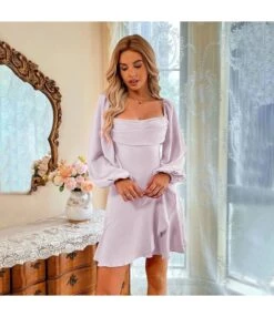 Sexy Square Neck Puff Sleeve Dress Solid Color Ruffled Wholesale Dresses SDN561726 -OTIS Clothing Shop b13fe430 7149 44f4 af9b a9e973a043b5 5fe56aaab2fae23d41568fcd5d2fcd79