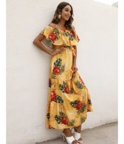 Leopard & Floral Printed Off Shoulder Ruffled Wide Lapel Resort Dress Wholesale Maxi Dresses SDN533198 -OTIS Clothing Shop b206c645 af1b 4c81 bb00 ced1a91b2c54 440a65fafbbca818821c297ec2395ac9