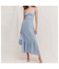 Solid Color Sundresses Elegant Ruffles Pleated Sling Dress Sexy Wholesale Dresses SDN580388