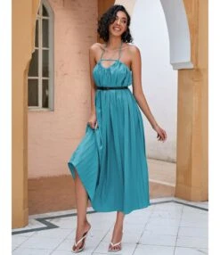 Solid Color Halterneck Cutout Mid-Length Open Back Swing Pleated Dress With Belt Sexy Wholesale Dresses SDN533124 -OTIS Clothing Shop b5cce7f7 93a4 4f4b 85bb 1cd82ff4e505 ce8d3aba8eaee4f0a2c03d9379cf17a3