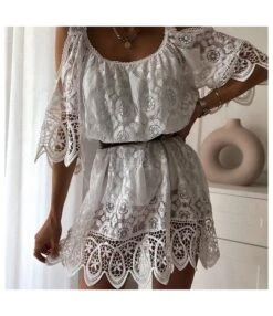 Sexy Off-Shoulder Sling Lace Mini Dress Hollow Lace-Up Solid Color Wholesale Dresses SDN561715 -OTIS Clothing Shop b5f65265 4e9c 494a 9d4f 3ea4e3bc261c 5be0cdbcecc0d40cf93897cbe9d2a21f