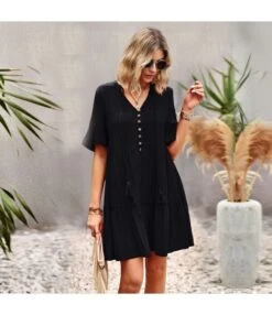 Short Sleeve Casual Solid Color Loose Swing Ruffled Dress Wholesale Dresses SDN539518 -OTIS Clothing Shop b7a6e8e8 7752 4348 9923 9d0be3756ec1 6016954d0147c447013f5f1ae7f0dee3