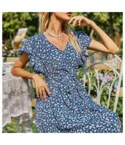 Floral Print V Neck Lace-Up Ruffle Sleeve Midi Swing Dress Summer Casual Wholesale Dresses SDN532703 -OTIS Clothing Shop bc42bf3e 089c 4552 aa0a ee6c60eb7c1e 0a13d9875f17d87d6e560f3216890dc0