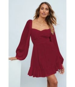 Square Neck Solid Color Lantern Sleeve Ruffles Lace-Up Swing Dress Vintage Wholesale Dresses SD531198 -OTIS Clothing Shop bdc6bd95 955b 4b40 9ae0 b36a77f0a738 e69b511ac821c6d164763e18cc8e2de8