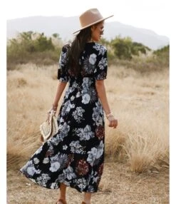 Sexy Deep V Floral Swing Dress Short Sleeve Slim Drawstring High Slit Vacation Wholesale Dresses SDN560326 -OTIS Clothing Shop c15b69f9 ebf9 4f18 b15d 6d49b95567cd 77d39c2703df90f602735548a88201e8