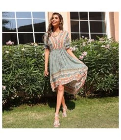 Printed Irregular Hem Boho Dresses V Neck Puff Sleeve Casual Vacation Wholesale Bohemian Dress For Women SD168359 -OTIS Clothing Shop c471f3ea 07b4 4389 a56a 94cf4dfdd6b0 37976b05d539b2beb72c4e98a8289fc8