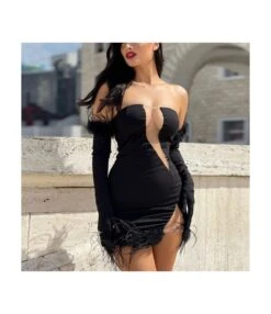 Sexy Patchwork See-Through Raw Edge Slim Fit Tube Top Dress Wholesale Dresses SDN537606