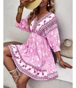 Fashion Print V Neck Swing Dress Casual Loose Backless Lace-Up Short Sleeve Wholesale Dresses -OTIS Clothing Shop cbc05580 380e 4a73 bf49 b2fe14ec8ea3 54c181881d53f3e45d27bf93cde1bd99