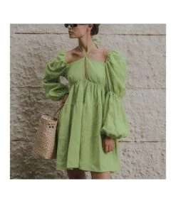 Puff Sleeve Commuter Niche Lace Hollow Loose Simple Dress Wholesale Dresses N462323021400186