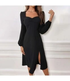 Solid Color V-Neck Slit Long-Sleeve Slim Midi A-Line Dress Wholesale Dresses SDN537343 -OTIS Clothing Shop cea6d86d 51be 42d5 8adf 19388bd632d6 6e7c0b72a3132be6a366d9727fa2d060