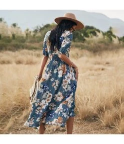 Sexy Deep V Floral Swing Dress Short Sleeve Slim Drawstring High Slit Vacation Wholesale Dresses SDN560326 -OTIS Clothing Shop ced941a8 1ebc 4986 a43f c8b9d4dc1f8f ac38c293b7c8454fdb454dc6fa8df785