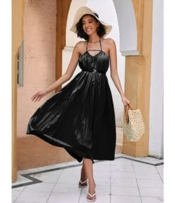 Solid Color Halterneck Cutout Mid-Length Open Back Swing Pleated Dress With Belt Sexy Wholesale Dresses SDN533124 -OTIS Clothing Shop cf227fc5 ac56 4fe4 a98f c60936f97add 6ebca73581bc0180e27bb2e85ece2997