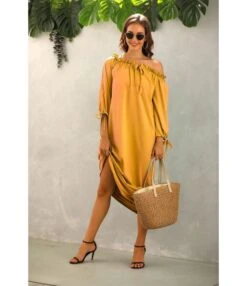 Solid Color Off Shoulder Lantern Sleeve Ruffles Loose Dress Casual Wholesale Maxi Dresses SDN532794 -OTIS Clothing Shop d0704a62 c03c 4d7d a68c eb63c41fd6fa e8a2b71213bdb7a7efdf6a44af822ef1
