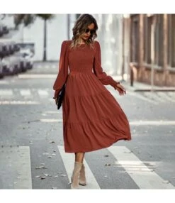 Casual High Waist Swing Midi Dress Long Sleeve Solid Color Wholesale Dresses SDN562290 -OTIS Clothing Shop d19b8b34 8b77 4ded 9b39 7a6193bcae6e 335a2e5cfdf1947b021ae270de73134d