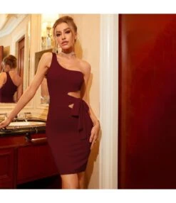Sexy Sloping Shoulder Mini Party Dress Cutout Strappy Solid Color Bodycon Wholesale Dresses SDN560559 -OTIS Clothing Shop d2efd581 a0ae 4bed b1dc 9bcbb4e595fd be18d971de1d366f53decff98b968877