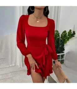 Square Neck Puff Sleeve Long Sleeve Ruffle Slim Dress Wholesale Dresses SDN5389922 -OTIS Clothing Shop d3c34fbb b0b4 4c37 9e14 a77bebce78a9 537f52e8b7556ad9257147bfba81035e