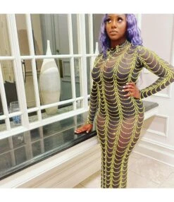 Wholesale Maxi Dresses In Bulk Slim Dress Hot Drilling SD110175