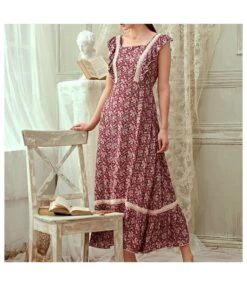 Printed Square Neck Sleeveless Casual Pastoral Style Ruffled Dress Wholesale Dresses SDN533577 -OTIS Clothing Shop d683489e 06a8 41d3 be5d 4156cca87ab5 b615b0377a06852737a8412e8d3f19b5