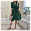 Tie-Up V Neck Green Pleated Dress Wholesale Dresse SDN538885 -OTIS Clothing Shop d8d23576 ac9a 4594 9eed a6a866f6be46 0121386a1a2db3d880490a75afb0288d