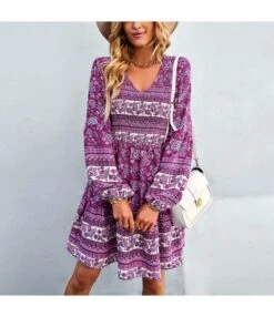 Casual V Neck Print A-Line Dresses Long Sleeve Wholesale Bohemian Dress For Women SDN562270 -OTIS Clothing Shop d9216fe2 da5e 44c7 ba98 59b7ccfa9bec bcf6c66d92c526074f78e3abea28df71