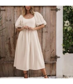 Sexy Backless Short Sleeve Balloon Sleeves Loose Dress Wholesale Dresses SDN539655