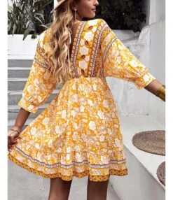 Fashion Print V Neck Swing Dress Casual Loose Backless Lace-Up Short Sleeve Wholesale Dresses -OTIS Clothing Shop db062613 f43c 42b4 a196 b5a4d9110220 98ebd0d32c33648b57cc534adb327db1