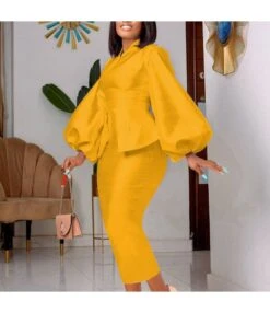 Wholesale Xmas Lantern Sleeve Slim Dress SD161579