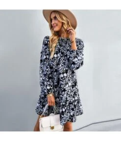 Casual Floral Mini Dress Crew Neck Long Sleeve Vacation Wholesale Dresses SDN561073 -OTIS Clothing Shop dec3542d 5f68 4f4e ba9c beed47ee6c6b 3b2d554203d7b6b061223bc275259fe2
