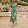 Elegant Sleeveless Floral Print Hanging Neck High Split Long Dress Wholesale Dresses V5923041200031 -OTIS Clothing Shop e1c2880166764701ab1eafe300bbc9ab 4