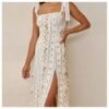 Floral Print Country Style Vintage Sundresses Lace-Up Slim Fit Side Slit Sling Dress Chic Wholesale Dresses SDN533022