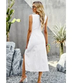 Solid Color Summer Hollow Waist Long Sleeveless Mid-Length Tank Dress Wholesale Dresses N5323031600405 -OTIS Clothing Shop e3d0964889c748bf8fbdafcf00ebaed5
