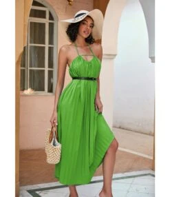 Solid Color Halterneck Cutout Mid-Length Open Back Swing Pleated Dress With Belt Sexy Wholesale Dresses SDN533124 -OTIS Clothing Shop e463e5dd 2d52 4f7d 8900 fee42413debd 2cfa71a0ed6d068e9ab9882eb2e2c56c