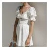 White Plunge Neck Puff Sleeve Waist A-Line Hollow Cotton & Linen Ruffled Dress Resort Wholesale Dresses SDN532603 -OTIS Clothing Shop e532427d 4252 47a2 94c7 3a857cb30e18 92df974d74e4b1d971584e4e71beca8e