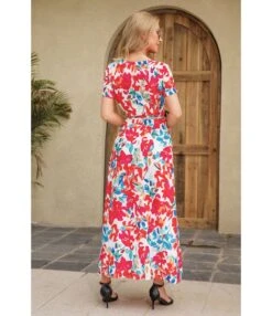 Floral Print Short Sleeve V Neck Tie-Up Waist High Slit Resort Dress Wholesale Maxi Dresses SDN533200 -OTIS Clothing Shop e53ed409 fef1 4cc6 b801 202acd9d831f da0611f234a25c6d030ce35dea0c7197