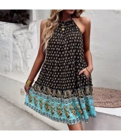 Fashion Print Halter Neck Dress Swing Casual Resort Wholesale Womens Bohemian Dresses With Pockets SDN560296 -OTIS Clothing Shop e64b0cf0 348a 4cc9 ac80 1572af122f70 d8bd97460b7c0d024adb9950e18a6795
