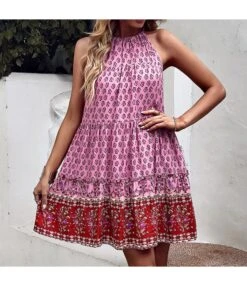Fashion Print Halter Neck Dress Swing Casual Resort Wholesale Womens Bohemian Dresses With Pockets SDN560296 -OTIS Clothing Shop e700d878 e162 4a34 926f 99429baaf2f5 6c9b709457710cae21874a96abdf7996