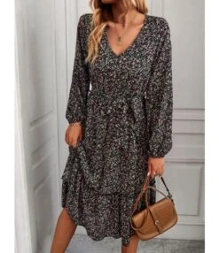 Printed V Neck Long Sleeve Tie-Up Waist Casual Swing Dress Wholesale Dresses SDN537200 -OTIS Clothing Shop e7667720 c63a 43db 82d0 6479bd44a47f aff38c33c6824ee3bcb70aff768f5821
