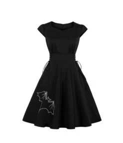 Halloween Vintage Spider Bat Print Swing Dress Short Sleeve High Waist Lace-Up Wholesale Dresses SDN562417 -OTIS Clothing Shop eba67de7 9238 43e8 ad30 606d0926993b a9a364269961b81fd9008e60a38a3b7b