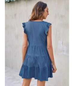 Retro V-Neck Frill Sleeve Loose Smocked Denim Dress Wholesale Dresses SDN535266 -OTIS Clothing Shop ee4931bc ac0c 4bca aebe 785b63f0a096 16c0303cadd668d97a3fadb2ec19498c