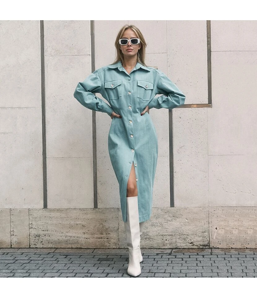 Pocket Button-Down Slim Fit Commuter Lapel Belt Shirt Dress Wholesale Dresses SDV463842 6 Pocket Button-Down Slim Fit Commuter Lapel Belt Shirt Dress Wholesale Dresses SDV463842 - Image 4