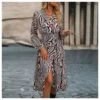 Fashion Printed Nipped Waist Slit Dress Casual Dress Wholesale Dresses SDN537971