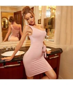 Sexy Sloping Shoulder Mini Party Dress Cutout Strappy Solid Color Bodycon Wholesale Dresses SDN560559 -OTIS Clothing Shop f7c0a2d9 46f5 43be 88d5 6aa0b743bb2f f06e5b9a5eb570b54dfe94f3b724d2e2